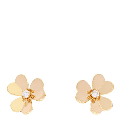 Van Cleef & Arpels 18K Yellow Gold Diamond Small Frivole Earrings 1 of 5