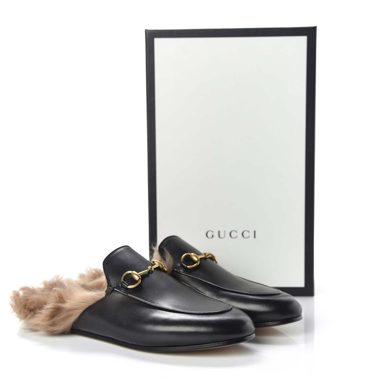Gucci Calfskin Fur Womens Princetown Slippers 38 Black 8 of 8