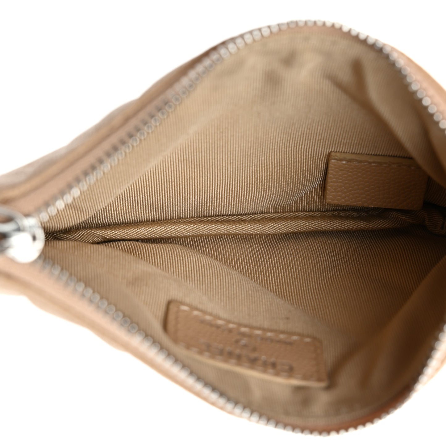 Caviar Quilted Small Cosmetic Case Beige