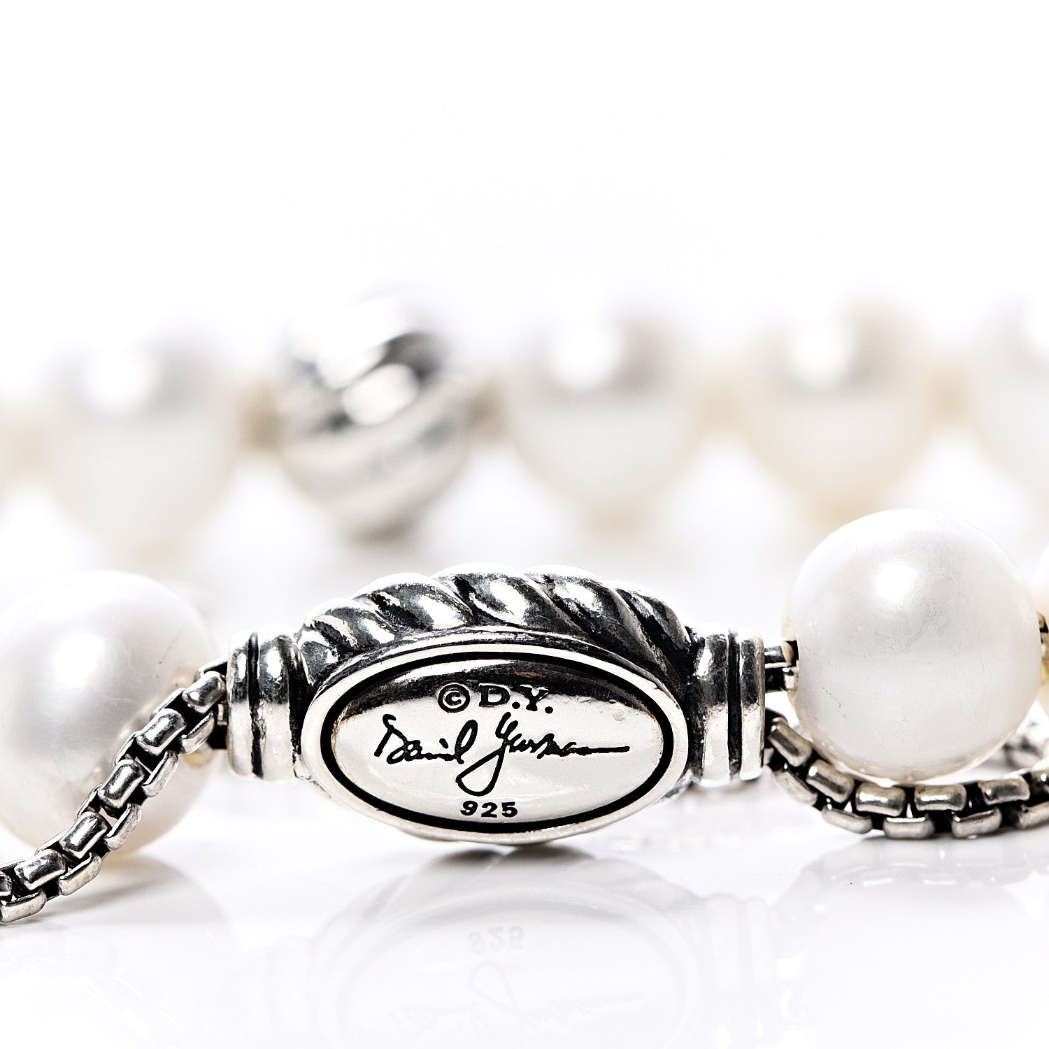 David Yurman Sterling Silver Pearl 8mm Spiritual Bead Bracelet 4 of 4