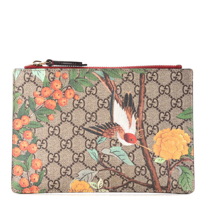 Gucci GG Supreme Monogram Tian Zip Pouch Beige Multicolor Red 1 of 9