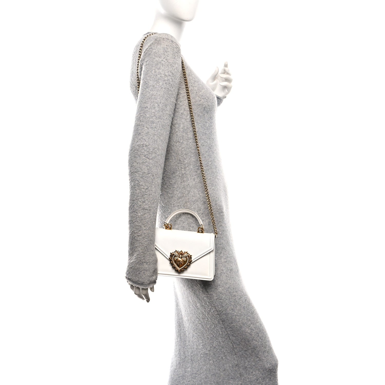 Dolce & Gabbana Smooth Calfskin Small Devotion Envelope Top Handle Bag White 3 of 10
