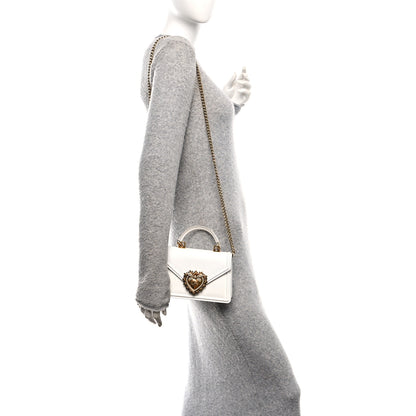 Dolce & Gabbana Smooth Calfskin Small Devotion Envelope Top Handle Bag White 3 of 10