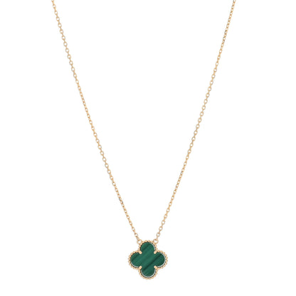 Van Cleef & Arpels 18K Yellow Gold Malachite Vintage Alhambra Pendant Necklace 1 of 5