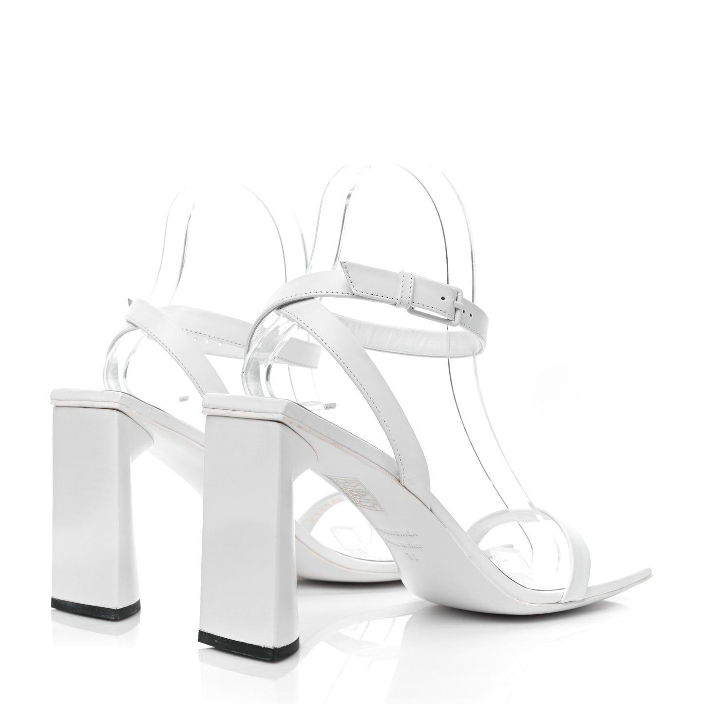 Smooth Calfskin Moon Square Toe 90mm Sandals 38 Optical White