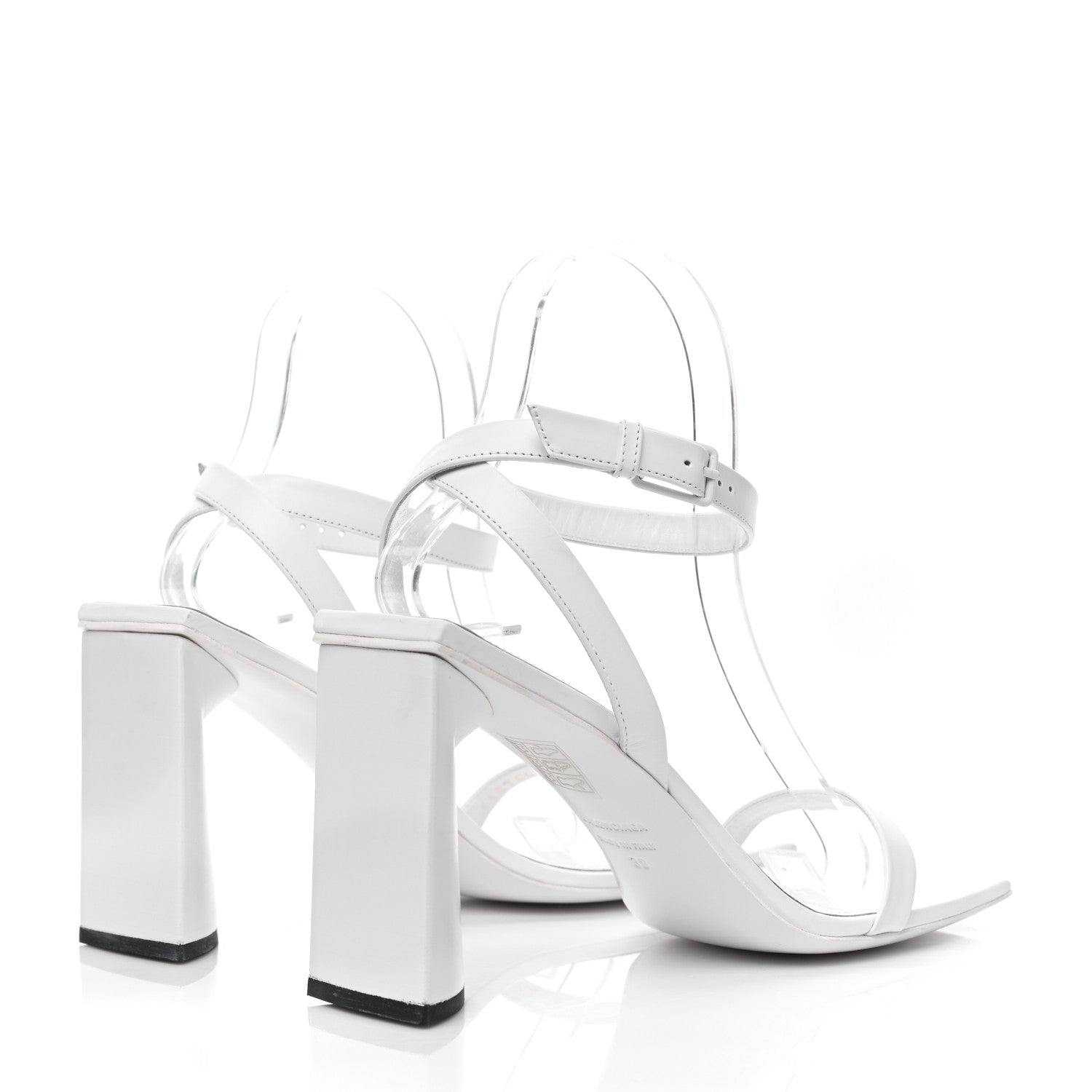 Balenciaga Smooth Calfskin Moon Square Toe 90mm Sandals 38 Optical White 4 of 6