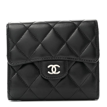 Chanel Lambskin Quilted Compact Flap Wallet Black 1 of 9