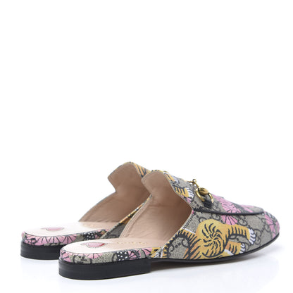Gucci GG Supreme Monogram Bengal Womens Princetown Slippers 35 Beige Crop Pink 4 of 8