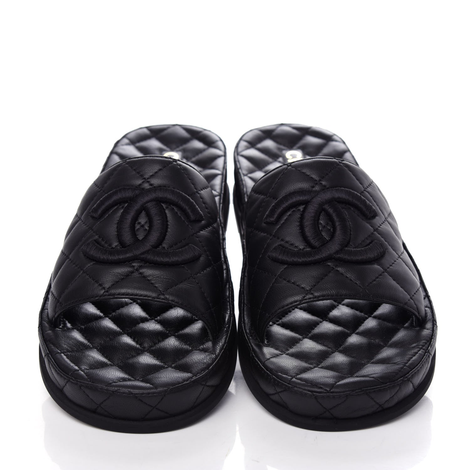 Chanel Lambskin Quilted CC Mules Sandals 41 Black 5 of 11