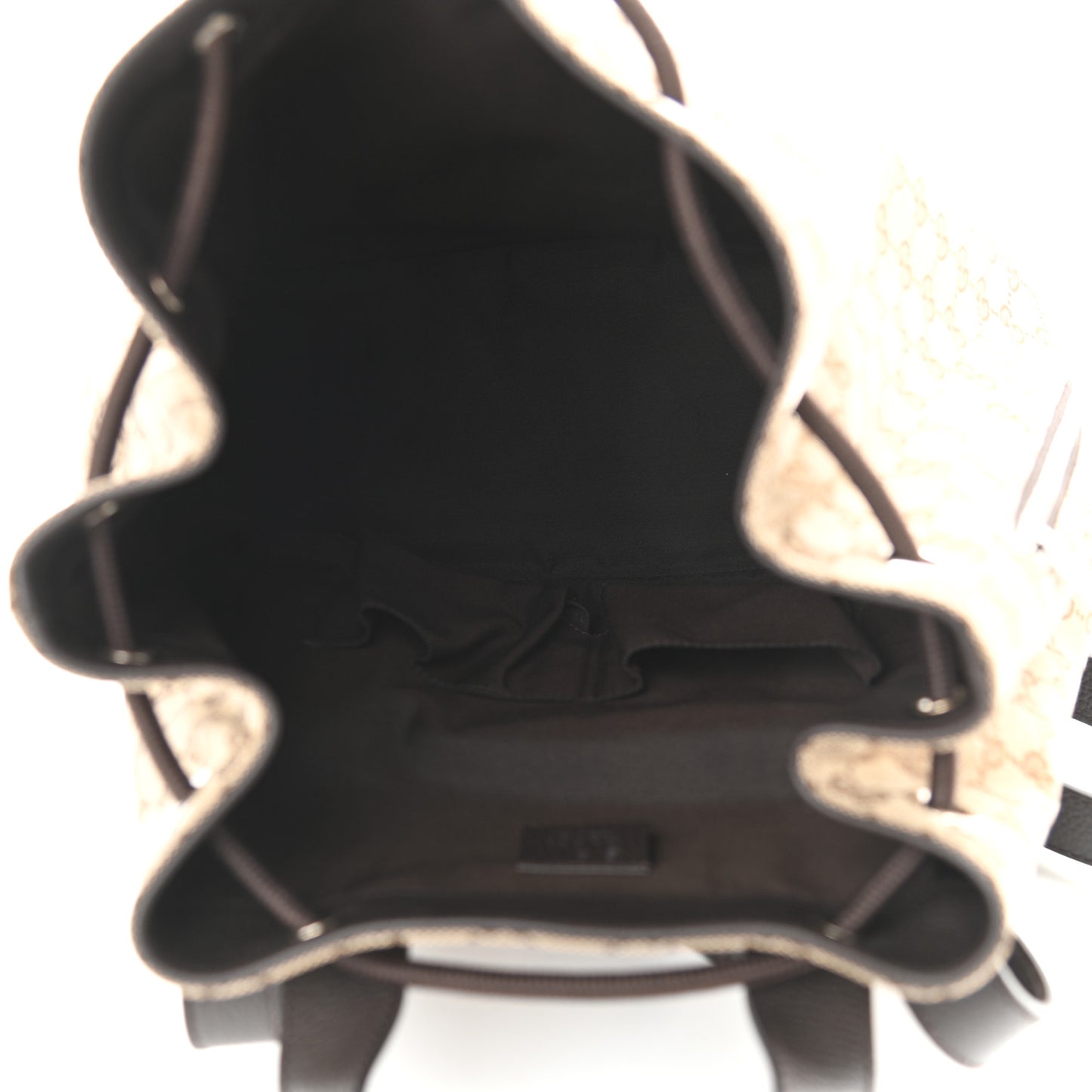 Monogram Dollar Calfskin O Drawstring Backpack Beige Ebony Testa di Moro Dark Chocolate
