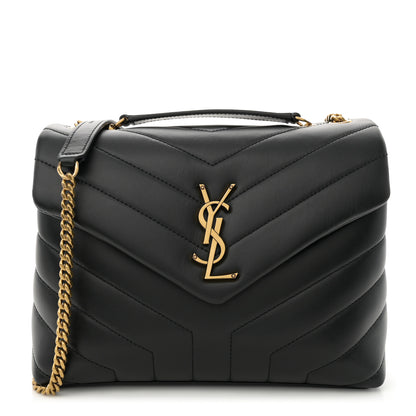 Saint Laurent Calfskin Y Quilted Monogram Small Loulou Chain Satchel Black 1 of 12