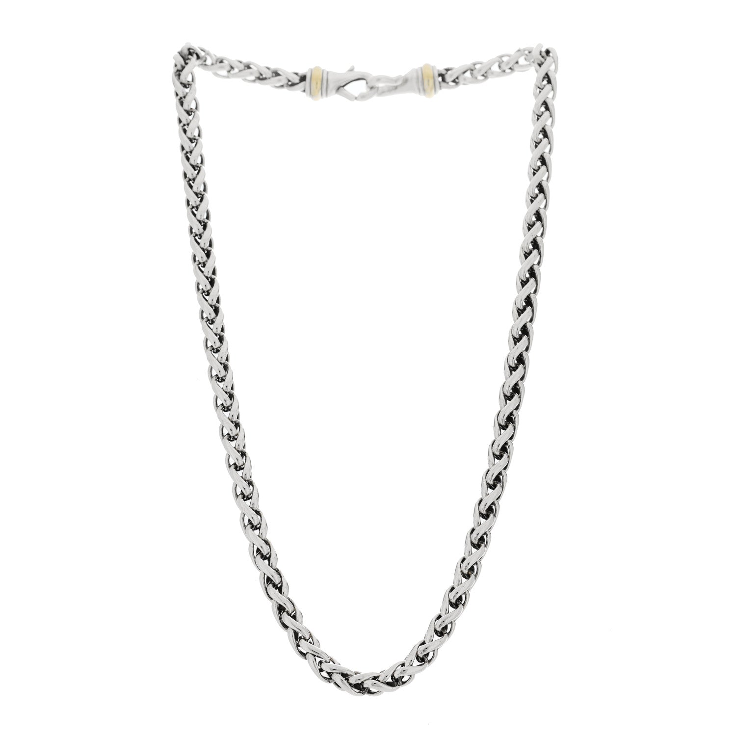 David Yurman Sterling Silver 14K Yellow Gold 6mm Wheat Chain Necklace 3 of 5