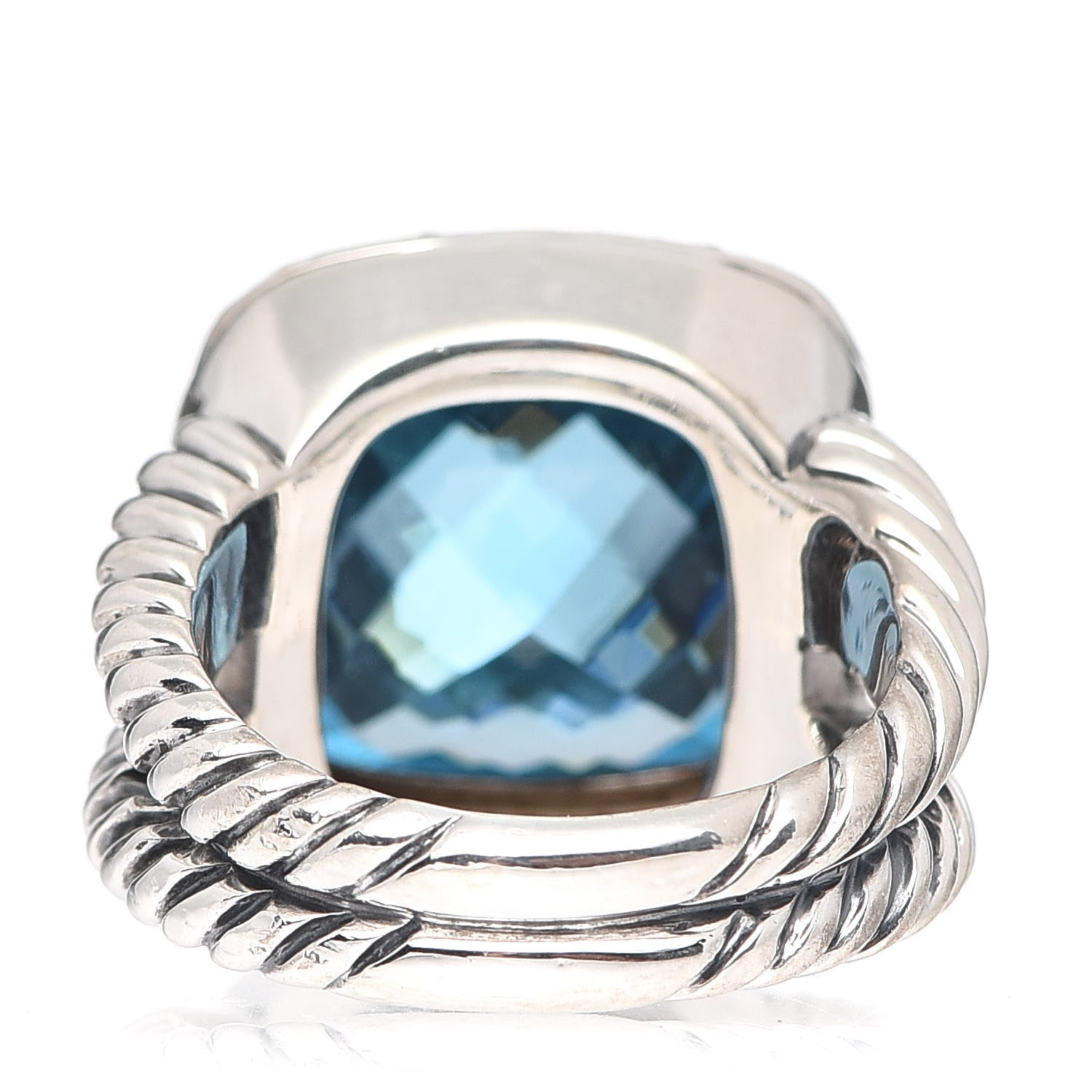 David Yurman Sterling Silver Diamond Blue Topaz 14mm Albion Ring 54 7 4 of 5