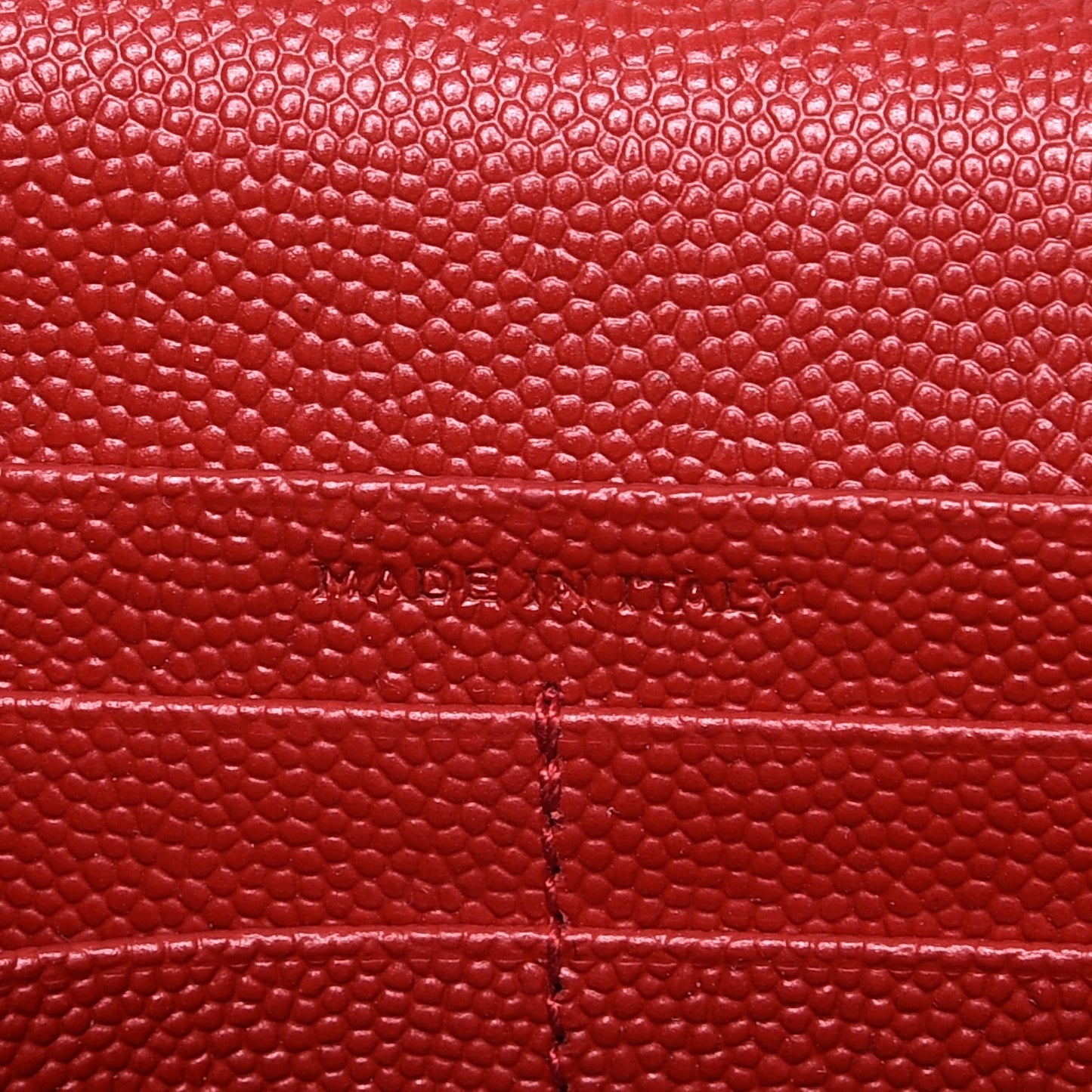 Grain De Poudre Matelasse Chevron Monogram Chain Wallet Red