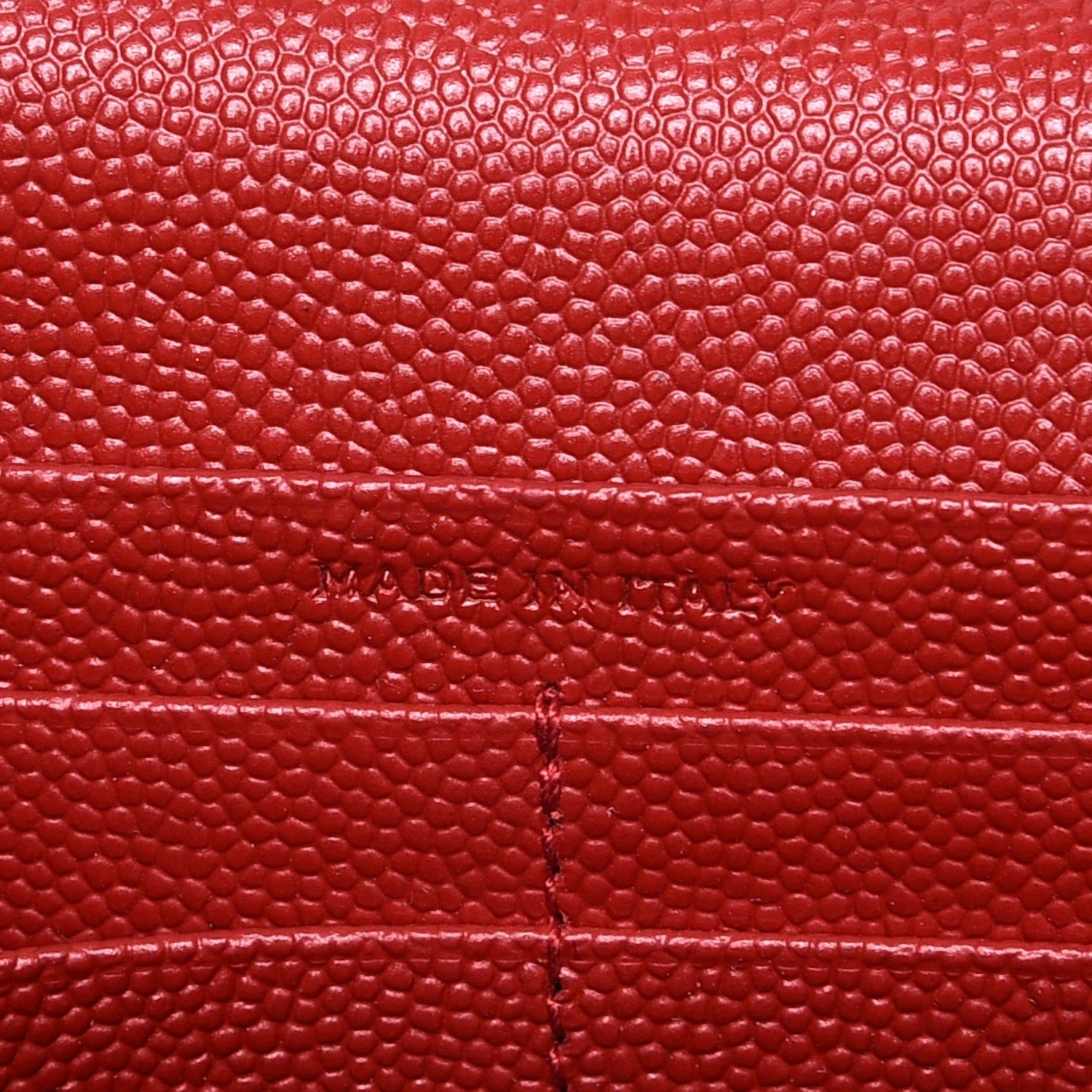 Saint Laurent Grain De Poudre Matelasse Chevron Monogram Chain Wallet Red 7 of 9