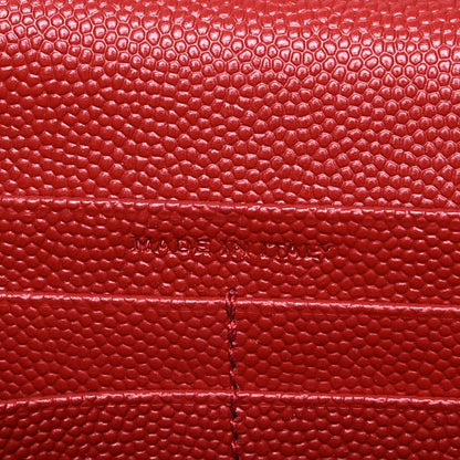 Saint Laurent Grain De Poudre Matelasse Chevron Monogram Chain Wallet Red 7 of 9