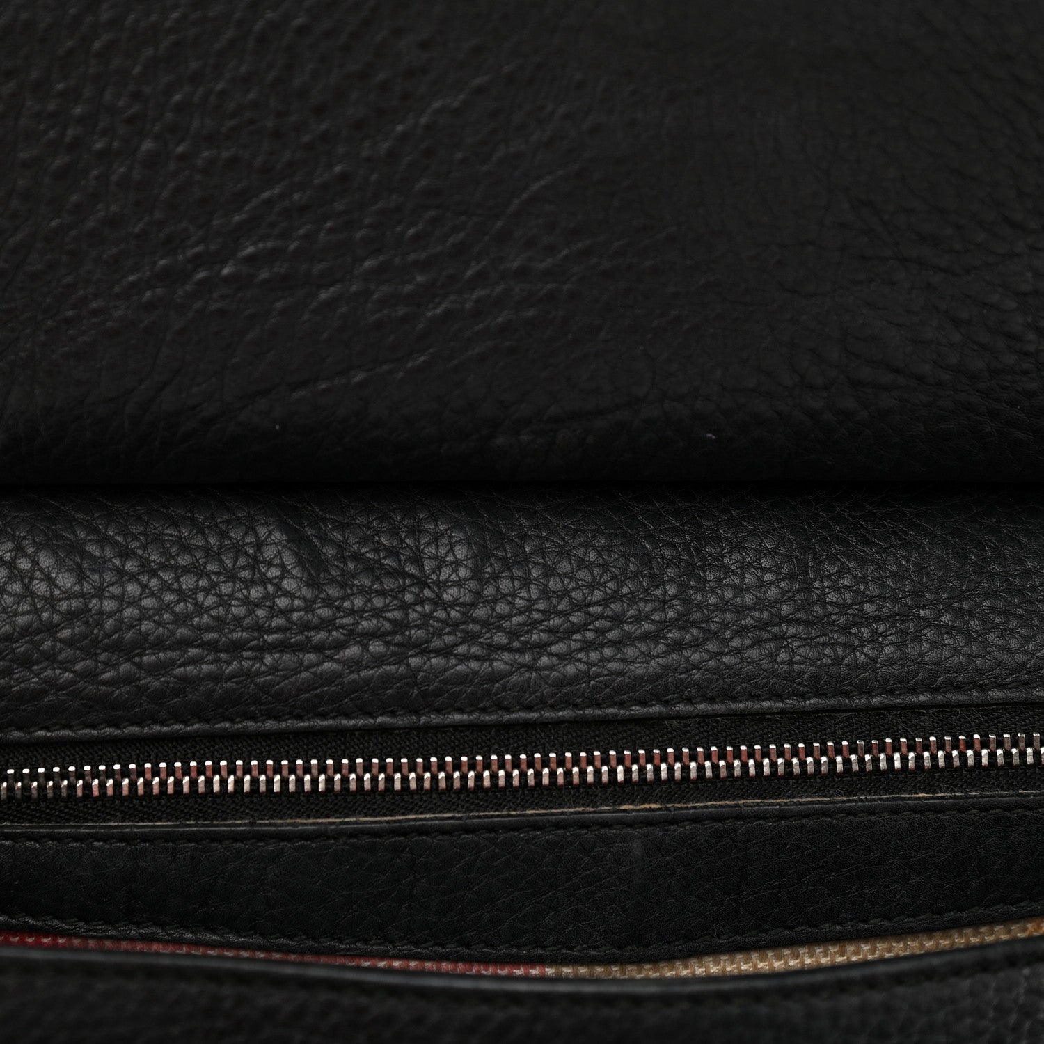 Gucci Pebbled Calfskin Medium Bamboo Daily Flap Shoulder Bag Black 14 of 17
