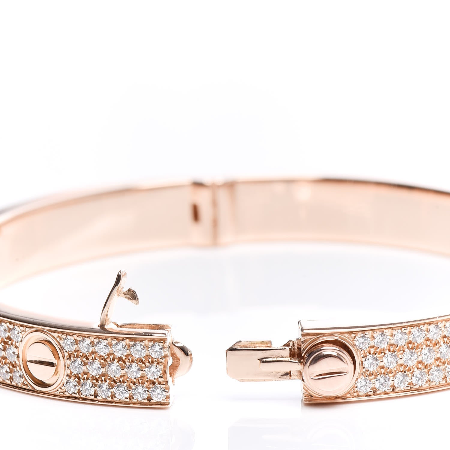 Cartier 18K Pink Gold Diamond LOVE Paved Bracelet 17 5 of 6