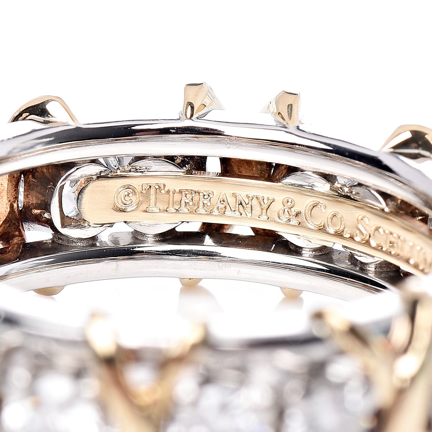18K Yellow Gold Platinum Diamond Schlumberger Sixteen Stone Ring 50 5.5