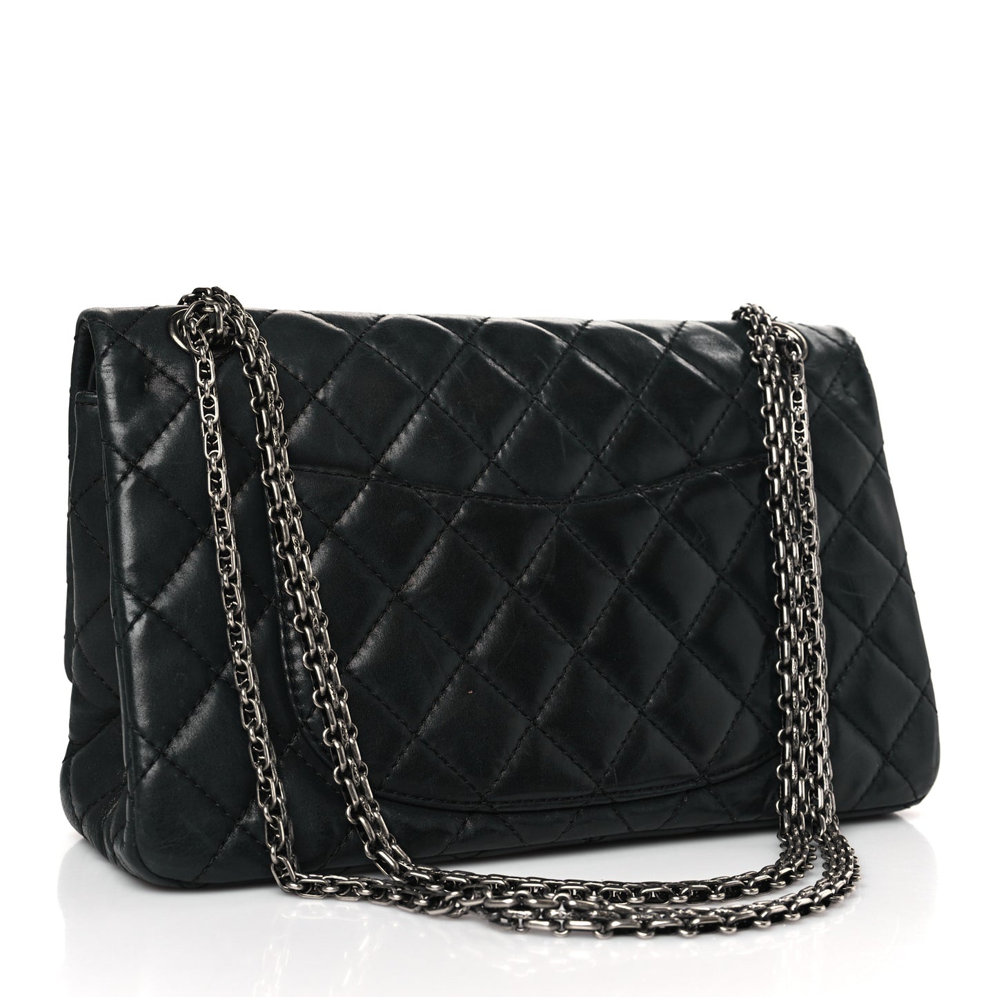 Iridescent Calfskin Quilted 2.55 Reissue 226 Flap Dark Grey