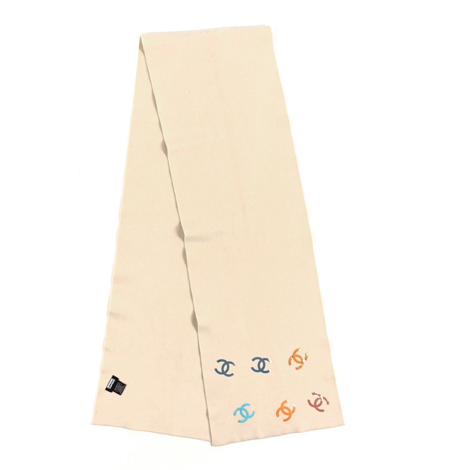 Chanel Cashmere Iridescent CC Scarf Ivory 2 of 3