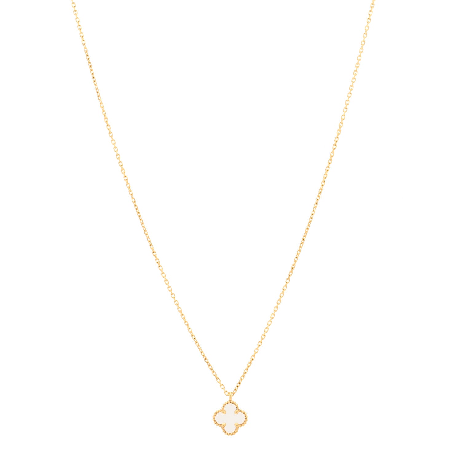 Van Cleef & Arpels 18K Yellow Gold Mother of Pearl Sweet Alhambra Pendant Necklace 1 of 6