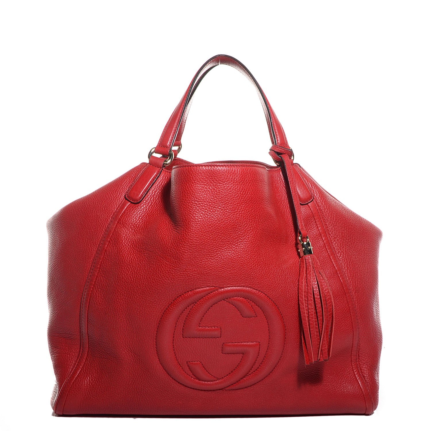 Gucci Pebbled Calfskin Large Soho Shoulder Bag Red 1 of 9