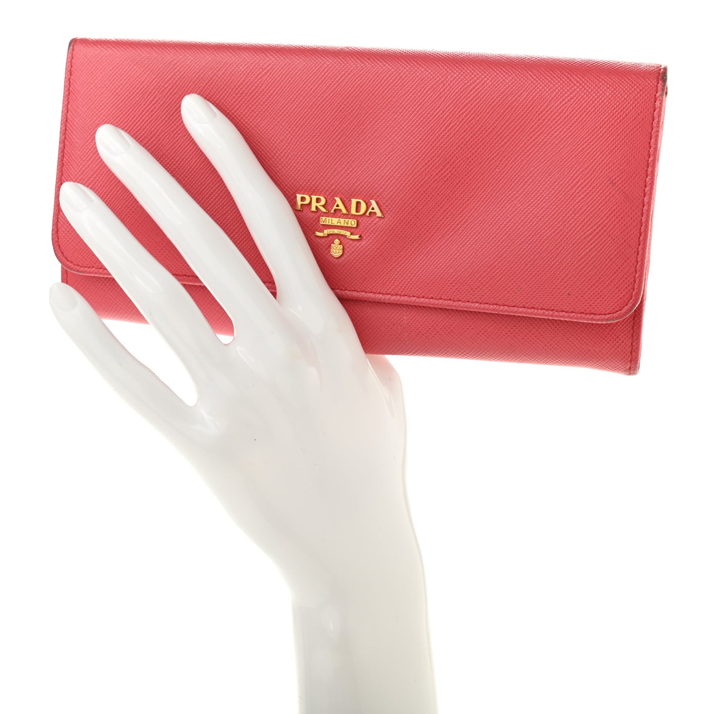 Saffiano Metal Continental Flap Wallet Fragola