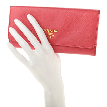 Prada Saffiano Metal Continental Flap Wallet Fragola 2 of 15
