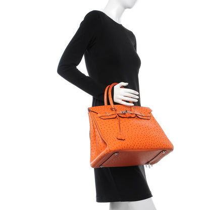 Hermes Ostrich Birkin 35 Orange 2 of 33