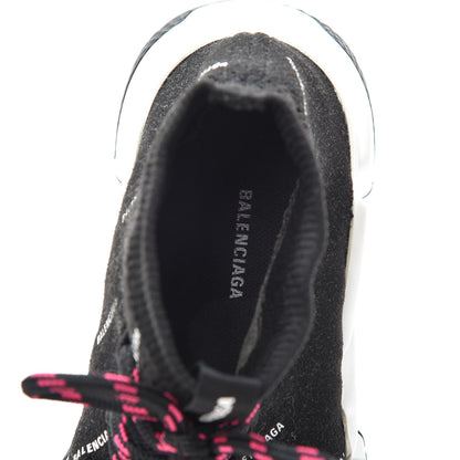 Balenciaga Neoprene Knit Allover Logo Womens Speed Lace Up Sneakers 37 Black 5 of 7