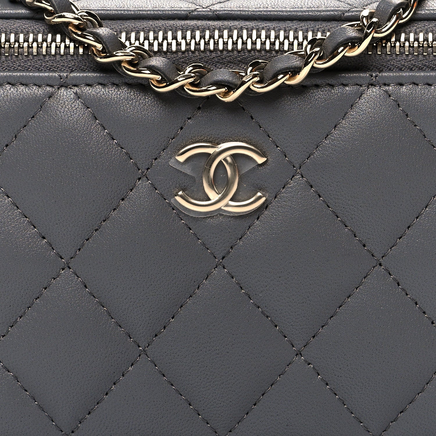 Chanel Lambskin Quilted Small Top Handle Vanity Case With Chain Grey 8 of 10