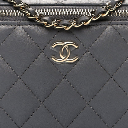 Chanel Lambskin Quilted Small Top Handle Vanity Case With Chain Grey 8 of 10