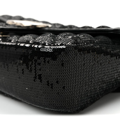 Gucci Sequin Matelasse Small GG Marmont Shoulder Bag Black 10 of 10