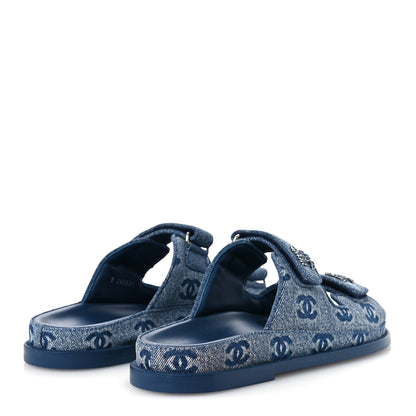 Chanel Denim CC Velcro Dad Chain CC Slide Sandals 39 Blue 5 of 11