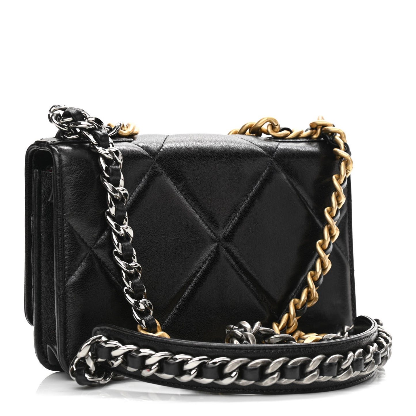 Lambskin Quilted Chanel 19 Wallet On Chain WOC Black