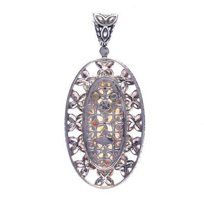 John Hardy Sterling Silver 18K Yellow Gold Citrine Garnet Kawung Pendant 3 of 5