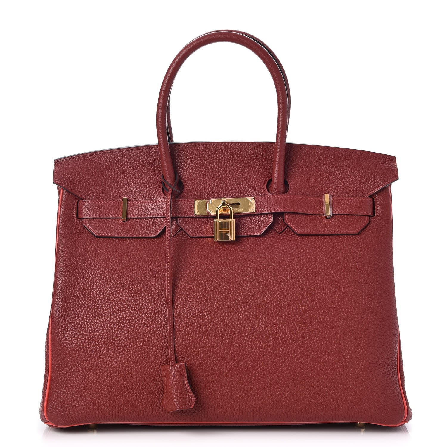 Hermes Togo Horseshoe Bi-Color Birkin 35 Rouge H Bougainvillea 1 of 33