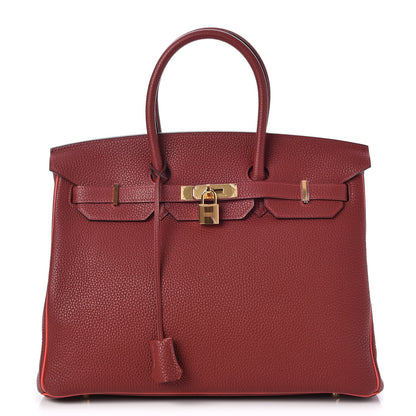 Hermes Togo Horseshoe Bi-Color Birkin 35 Rouge H Bougainvillea 1 of 33