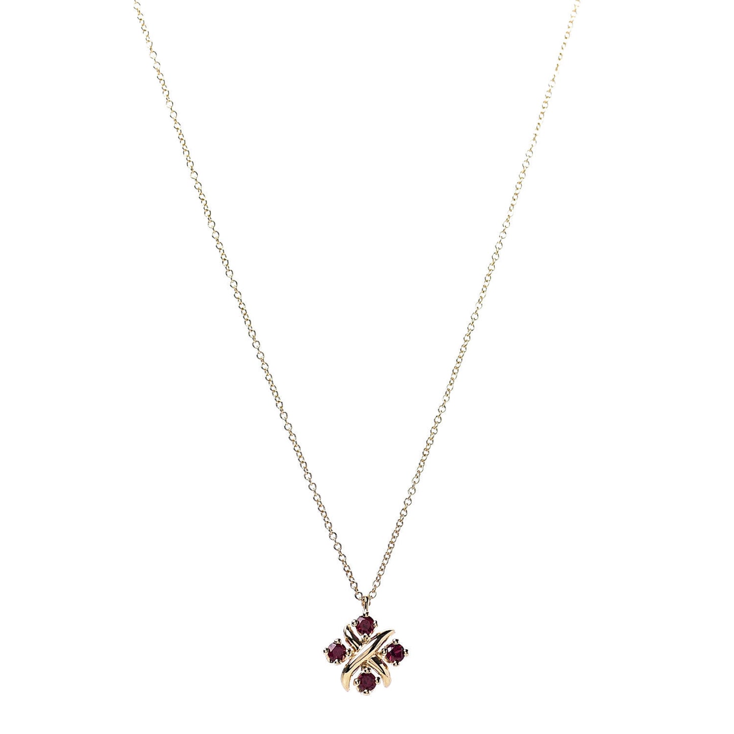 18K Yellow Gold Ruby Schlumberger Lynn Pendant Necklace