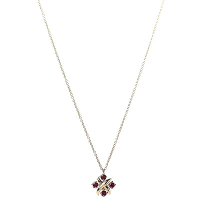 Tiffany 18K Yellow Gold Ruby Schlumberger Lynn Pendant Necklace 1 of 8