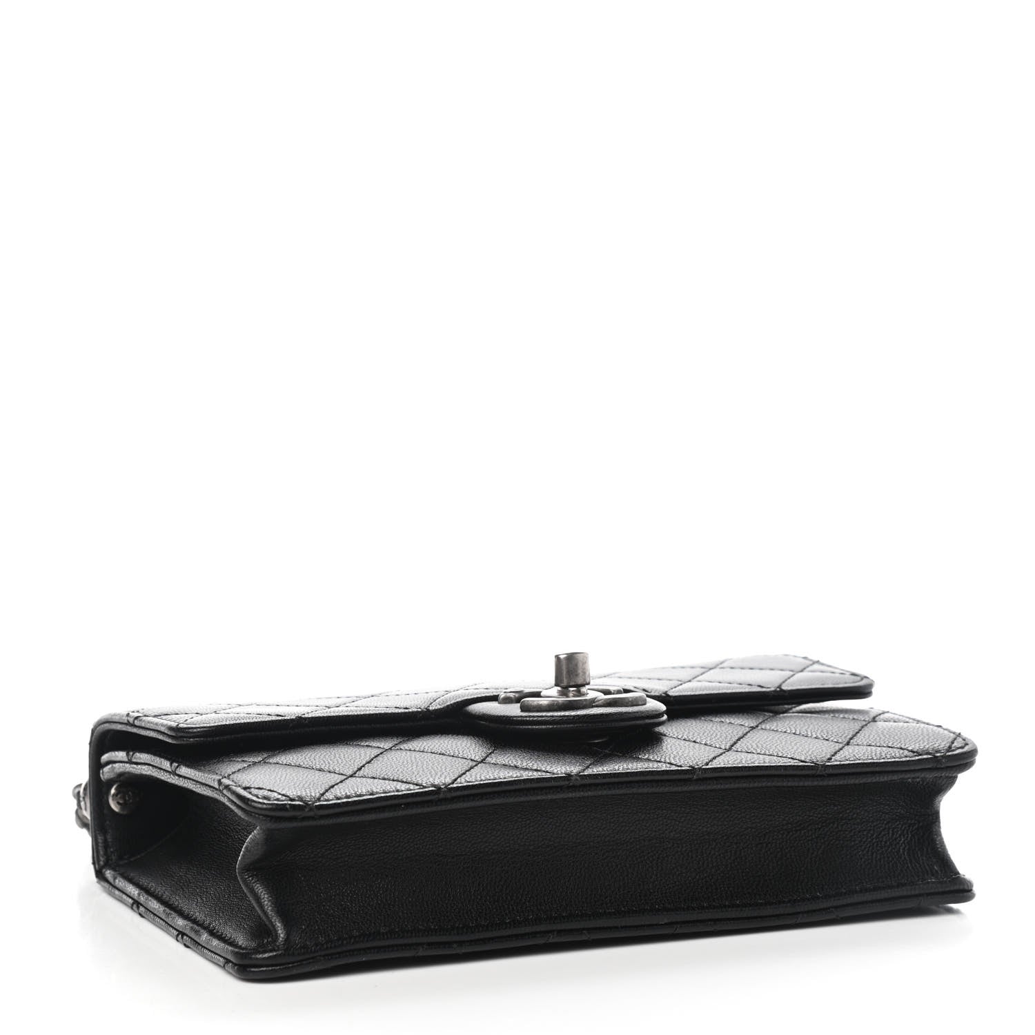 Chanel Goatskin Quilted Logo Small Chic Flap Black 3 of 8