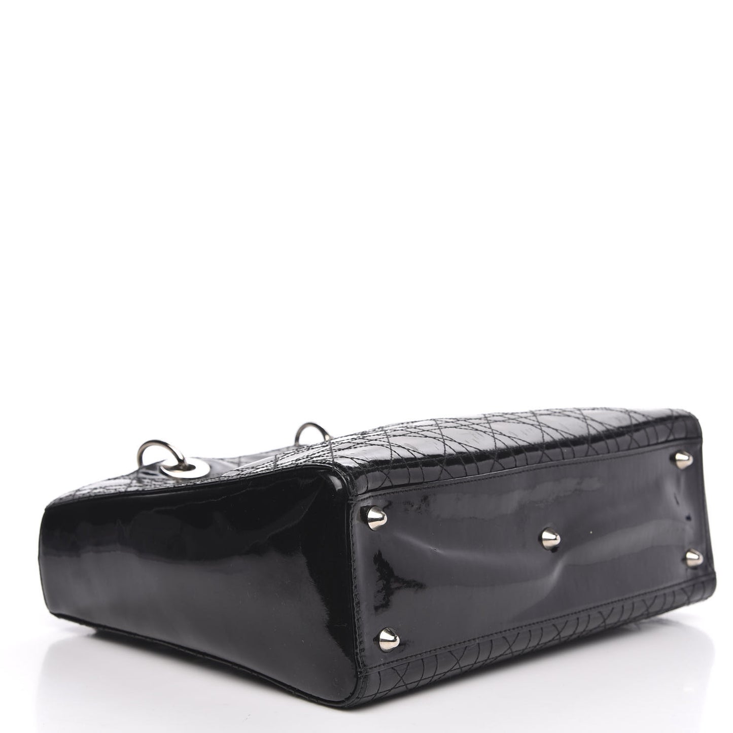 Patent Cannage Stitched Large Lady Dior Black