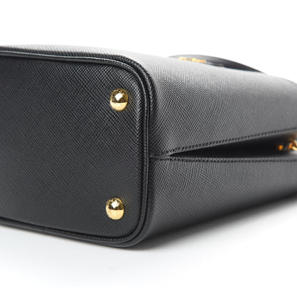 Prada Saffiano Cuir Small Panier Bucket Bag Black Fuoco 11 of 12