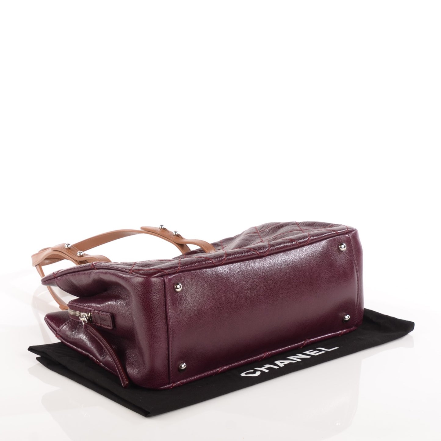 Glazed Calfskin On the Road Zip Tote Plum