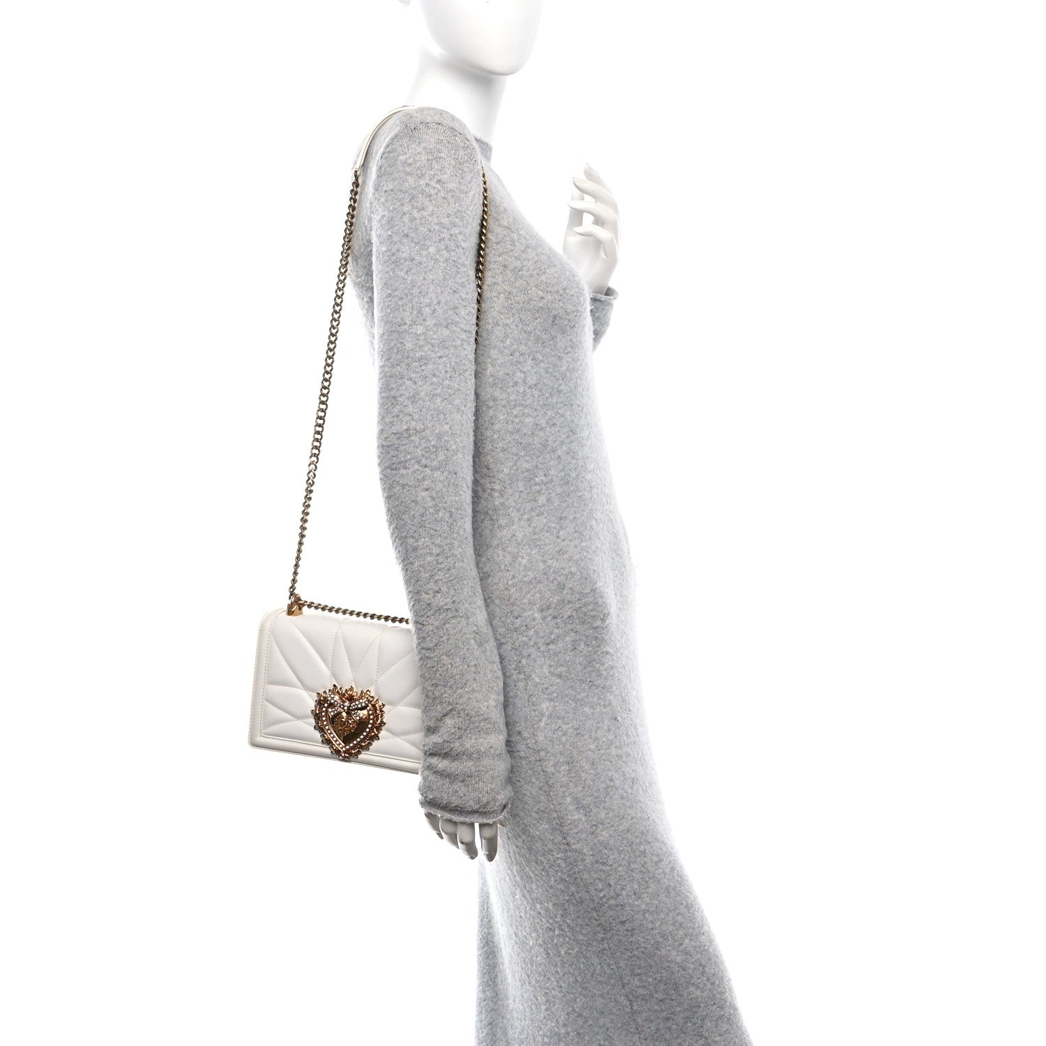 Dolce & Gabbana Calfskin Medium Devotion Crossbody Bag White 2 of 12