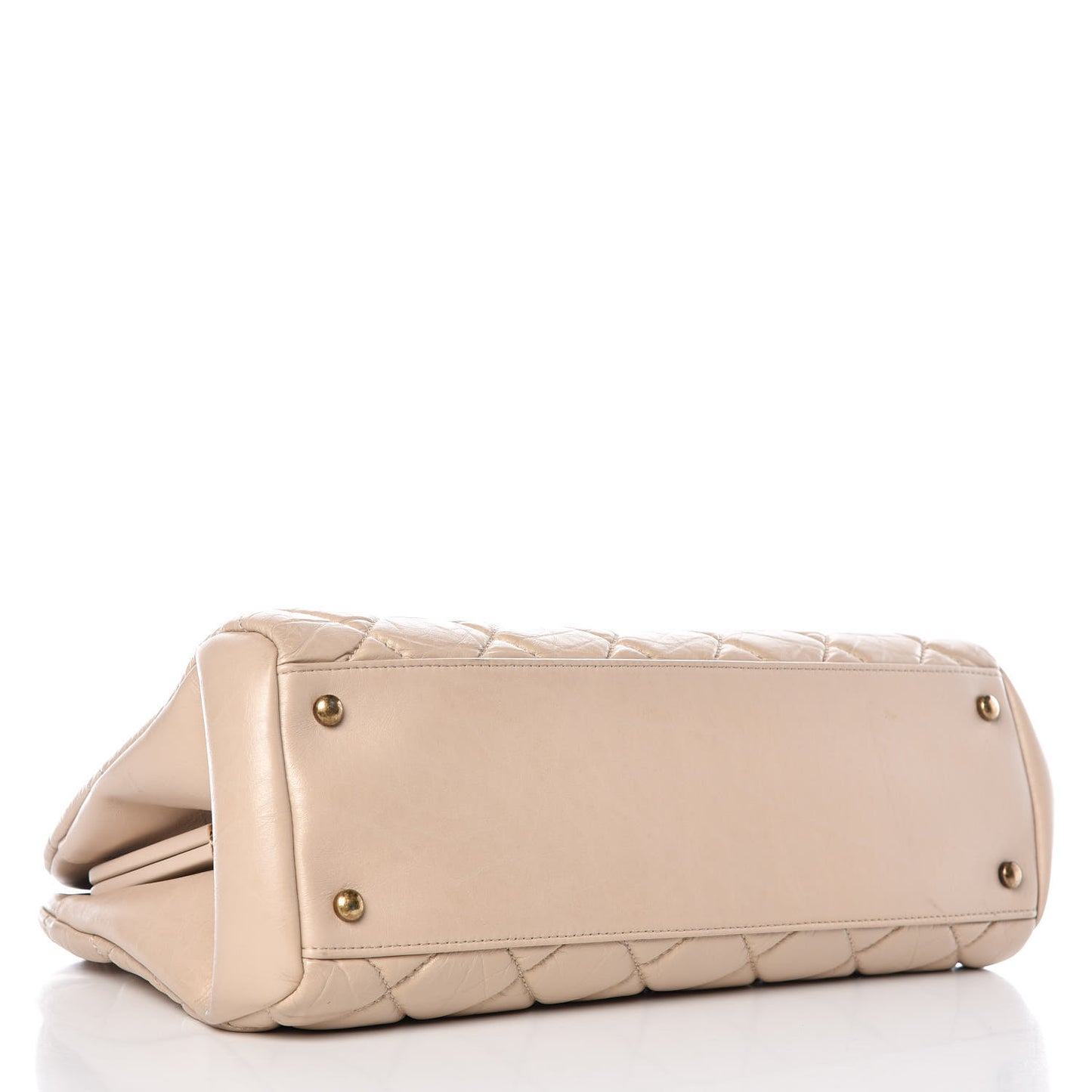 Aged Calfskin Large Just Mademoiselle Bowling Bag Beige