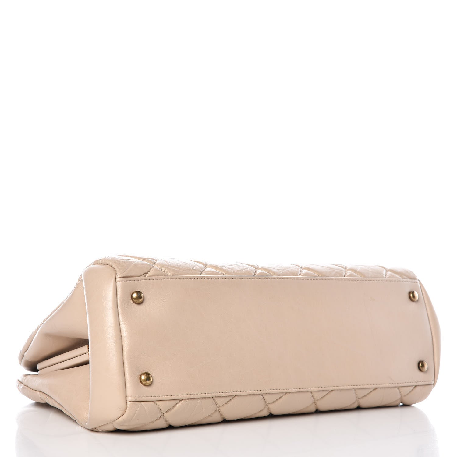 Chanel Aged Calfskin Large Just Mademoiselle Bowling Bag Beige 4 of 12