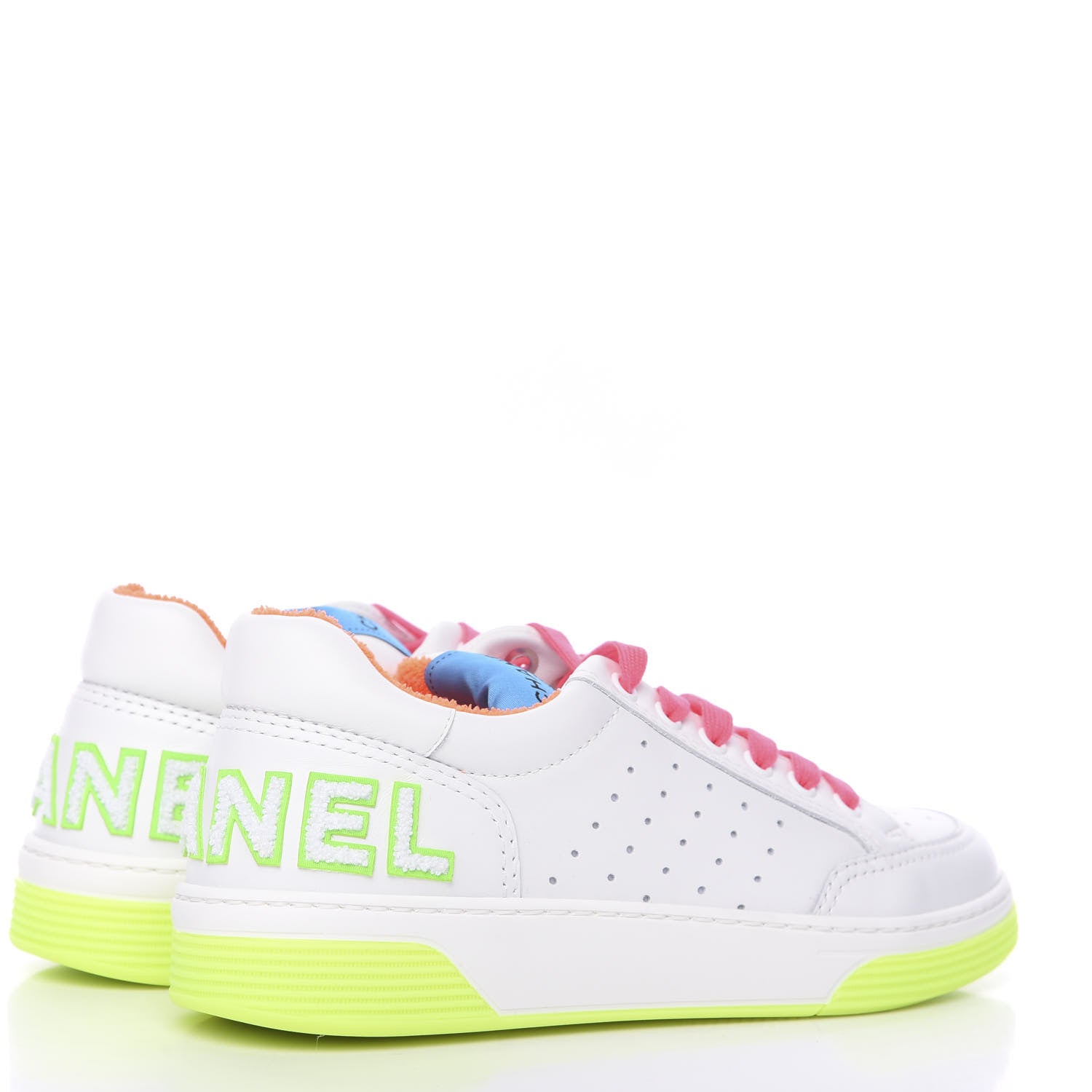 Chanel Calfskin Womens Logo Sneakers 38.5 White Multicolor 4 of 9