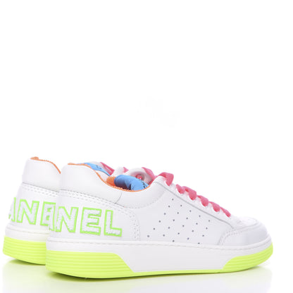 Chanel Calfskin Womens Logo Sneakers 38.5 White Multicolor 4 of 9